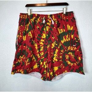 Nike Mens XL Throwback‎ Fleece Shorts Tie Dye Red Green Yellow Casual CQ922